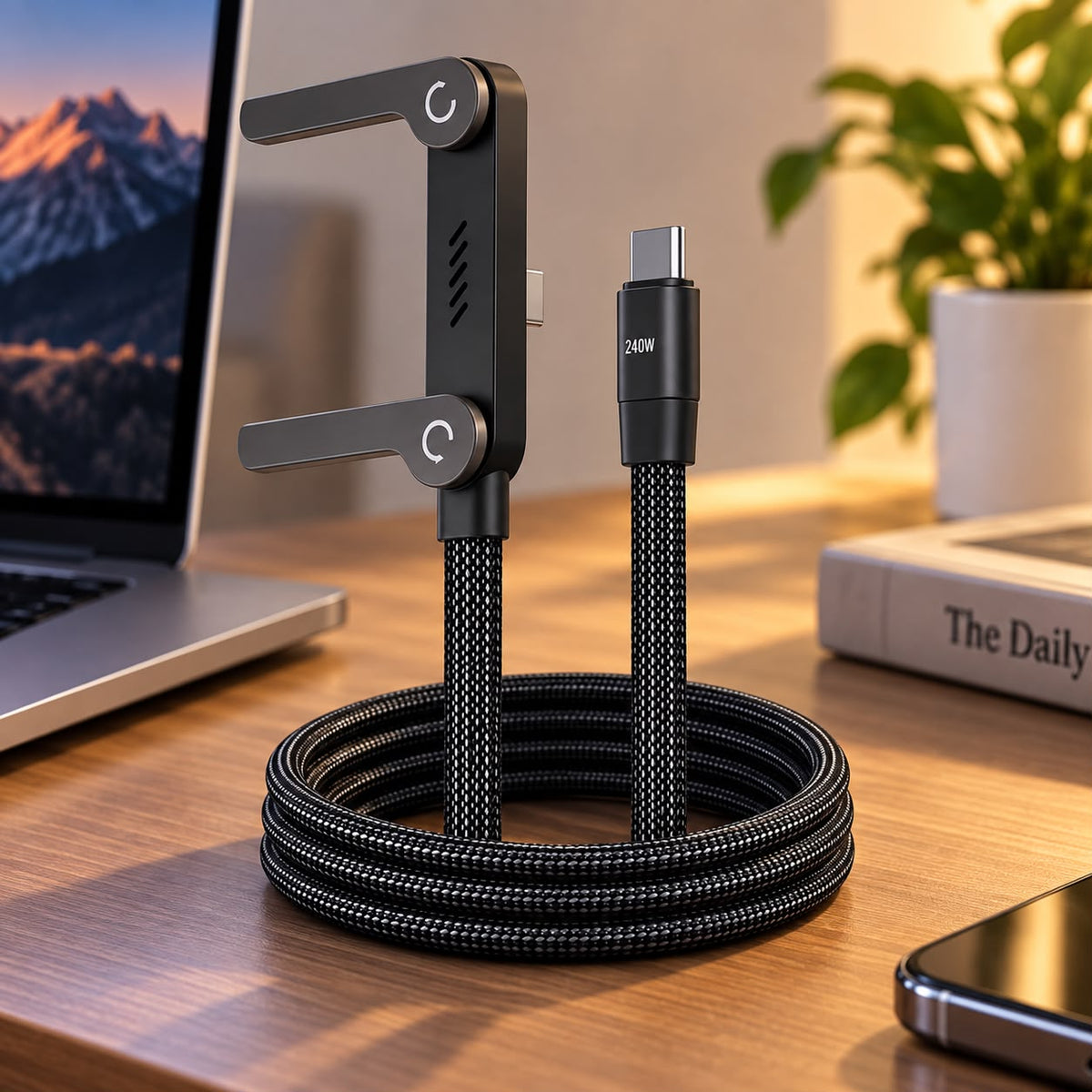 Fast Charging C-Type Cable With Phone Stand