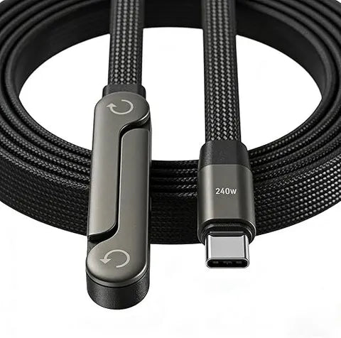 240W Type-C Fast Charging Cable with Foldable Phone Stand | 2-in-1 USB Type-C Charging Cable & Mobile Holder